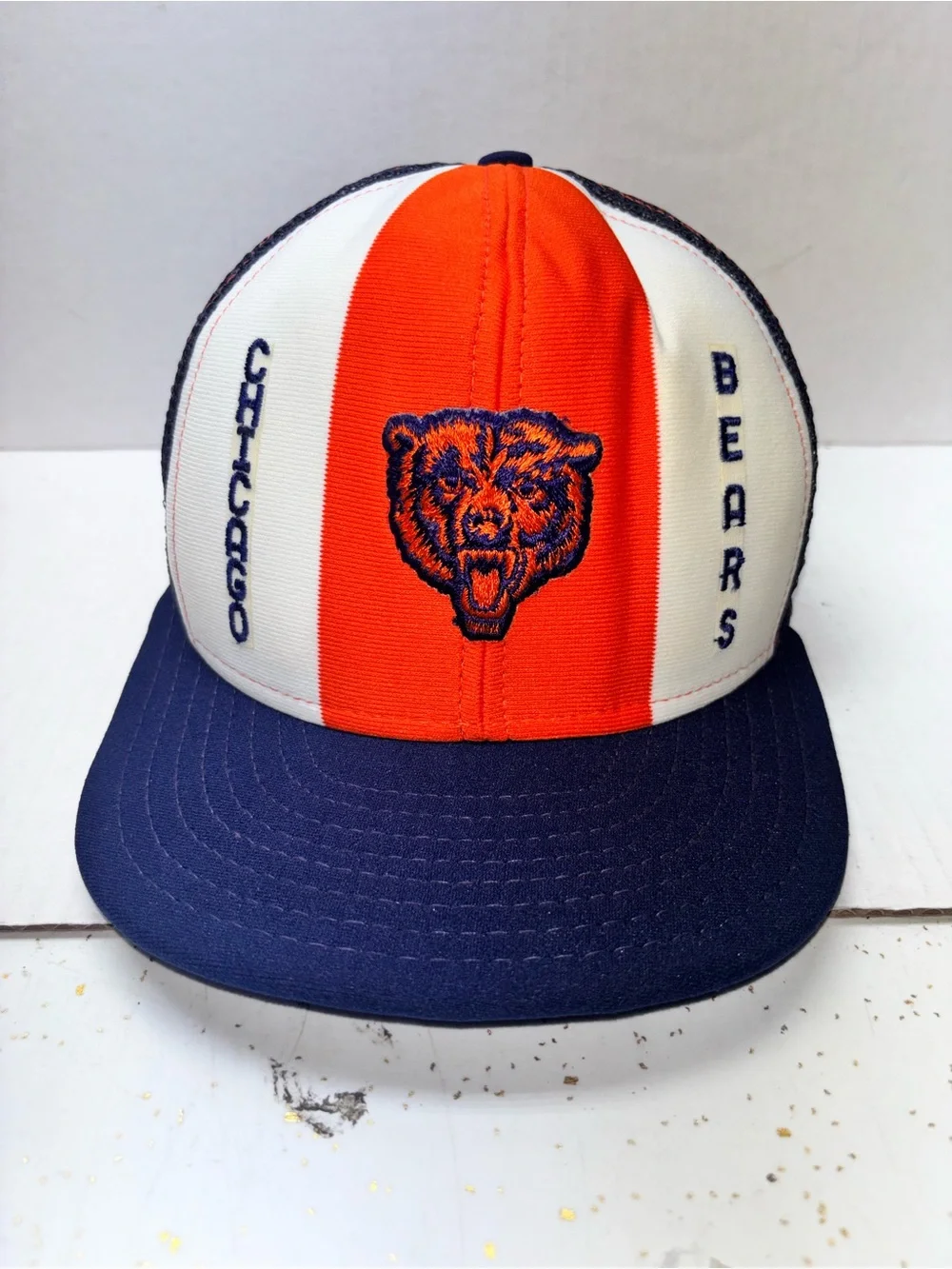 Chicago Bears Hat VTG NFL Football Black Orange Snapback Trucker Cap Made USA